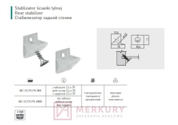 Stabilizator ściany tylnej, przeźroczysty z wkrętem 3.5x20mm