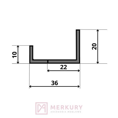 Uchwyt krawędziowy U9 typ 1, aluminium mat, 696mm