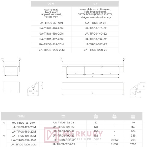 Uchwyt meblowy TIROS 1200 mm long czarny mat – nowoczesny uchwyt aluminiowy GTV