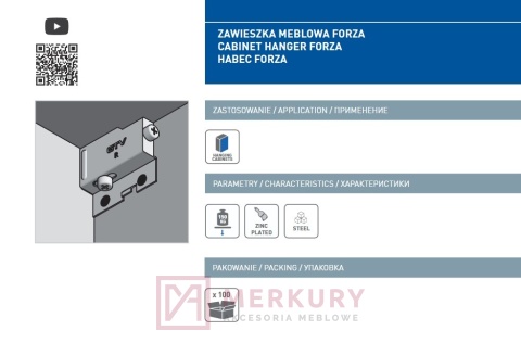 Zawieszka kuchenna do mebli ZK-FORZA 150kg