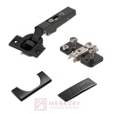 Zestaw 10x Zawias 71B3550 ONYX + Prowadnik 174H7100E + Zaślepka ONYX | Komplet do montażu frontów meblowych