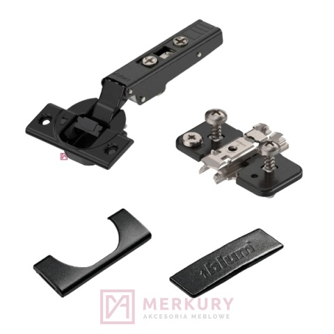 Zestaw 10x Zawias 71B3550 ONYX + Prowadnik 174H7100E + Zaślepka ONYX | Komplet do montażu frontów meblowych