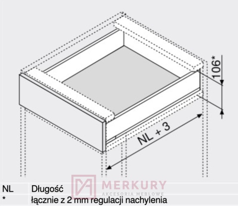 Boki szuflady LEGRABOX BLUM 770M5502S, wys."M", czarny, 550mm SKLEP INTERNETOWY MERKURY AKCESORIA MEBLOWE