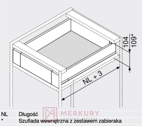 Boki szuflady LEGRABOX BLUM 770M5502S, wys."M", czarny, 550mm SKLEP INTERNETOWY MERKURY AKCESORIA MEBLOWE