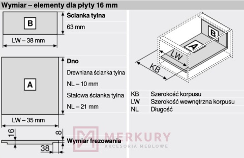 Boki szuflady LEGRABOX BLUM 770M5502S, wys."M", czarny, 550mm SKLEP INTERNETOWY MERKURY AKCESORIA MEBLOWE