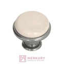 Gałka porcelanowa DG19 stare srebro porcelana mleczna MLK0 fi 29mm MERKURY Akcesoria Meblowe