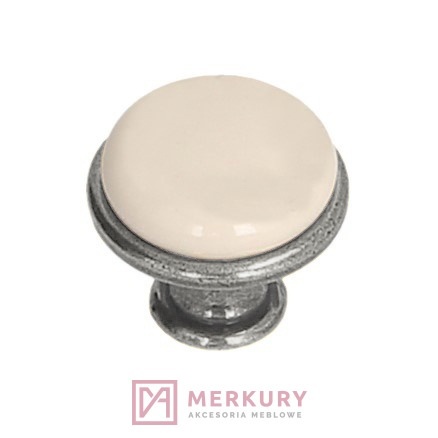 Gałka porcelanowa DG19 stare srebro porcelana mleczna MLK0 fi 29mm MERKURY Akcesoria Meblowe