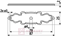 Szyld meblowy SD02, czarny mat, 87x25mm