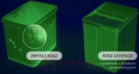 Kosz do segregacji AXISPACE do szafki 60cm, 2x15L, antracyt MERKURY Akcesoria Meblowe