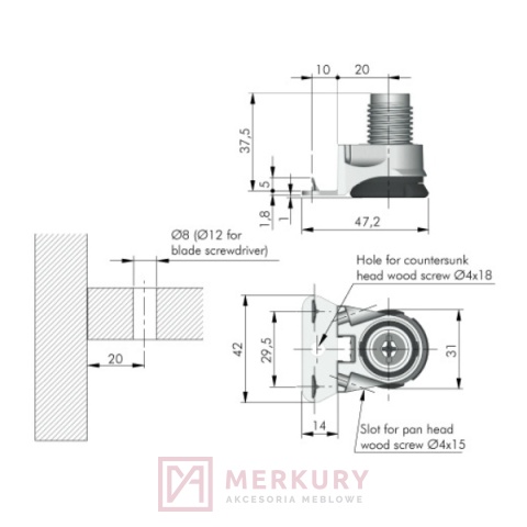 Nóżka regulowana ITALIANA FERRAMENTA INTEGRATO TECH G H25 regulator poziomu do mebli (kod: 3010602000)