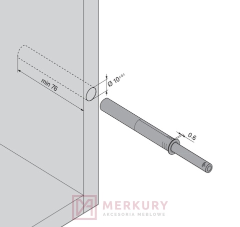 Odbojnik TIP-ON BLUM 956A1006 długi szary MERKURY Akcesoria Meblowe