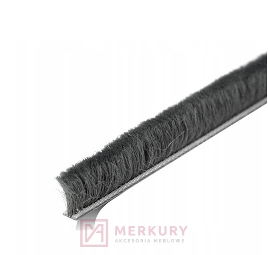 Szczotka przeciwkurzowa do szafy 6,7 x 12 mm z klejem Laguna, szara