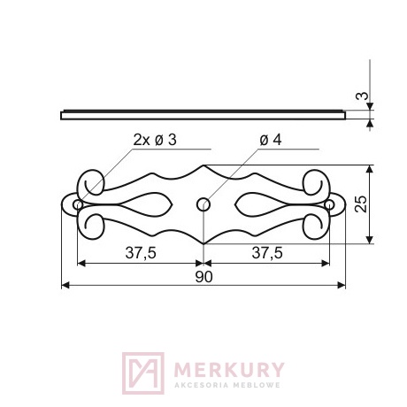 Szyld meblowy SD36, czarny mat GAMET MERKURY Akcesoria Meblowe