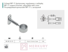 Uchwyt dystansowy GTV WP-011 fi 25 mm, regulowany, zamknięty, chrom połysk