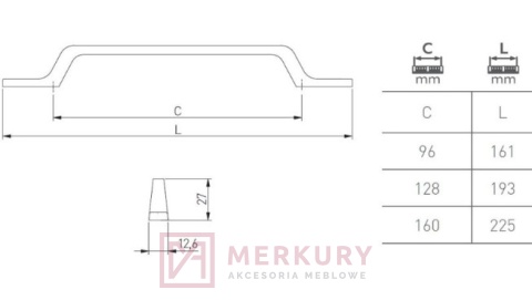 Uchwyt meblowy UZ-FLAVIO MERKURY Akcesoria Meblowe Mariusz Adamczyk