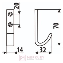 Wieszak meblowy WA01 kaszmir R101 MERKURY Akcesoria Meblowe Mariusz Adamczyk