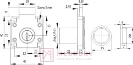 Zamek meblowy kwadratowy X-850 Master11 czarny