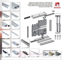 Zestaw system przesuwny EURO, 2 drzwi, aluminium, 2m MERKURY Akcesoria Meblowe