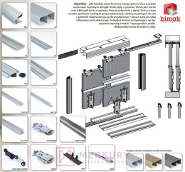 Zestaw system przesuwny SuperDuo 2 drzwi 2m aluminium MERKURY Akcesoria Meblowe