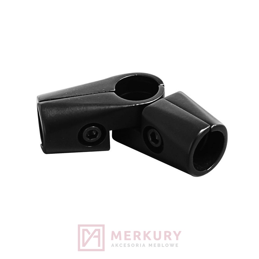 Złączka kątowa TR561-A-CZA / TH-018, zestaw, regulowany, do drążka rury, fi 25 mm, ZnAl, czarny mat