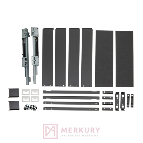 Kosz Cargo REJS ELEMENT 200mm, grafit, pełny wysuw z miękkim dociągiem WE37.0002.01.924