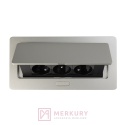 Gniazdo meblowe wysuwane SOFT GTV AE-PBSC3GU-53, 3 gniazda, aluminium