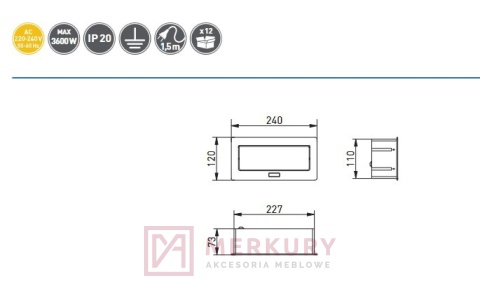 Gniazdo meblowe wysuwane SOFT GTV AE-PBSC3GU-53, 3 gniazda, aluminium