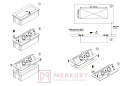 Przedłużacz biurkowy wpuszczany REJS Elektrima Kwadro II 3x230V biały TR19.0044.08.013 gnaizdo meblowe chowane