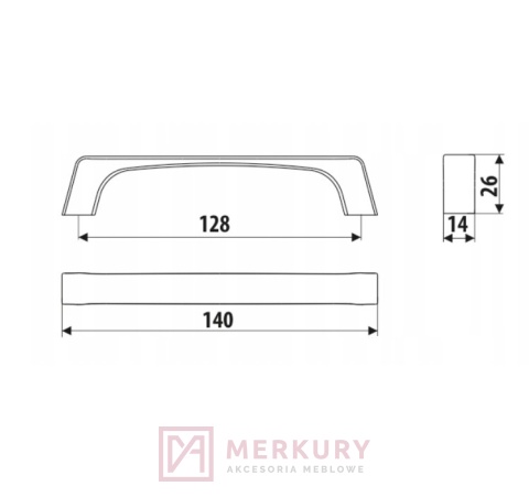 Uchwyt meblowy UA137, czarny mat, 128 mm