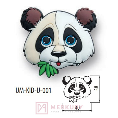 Gałka gumowa dziecięca PANDA UM-KID, kolorowy, GTV, sklep internetowy MERKURY Akcesoria Meblowe Mariusz Adamczyk