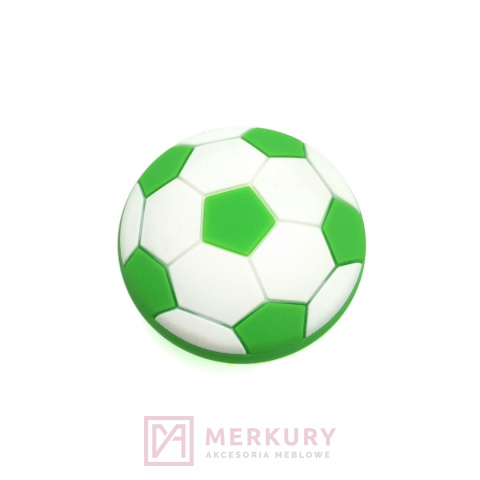 Gałka meblowa dziecięca, piłka biało-zielona, DC, sklep internetowy MERKURY Akcesoria Meblowe Mariusz Adamczyk