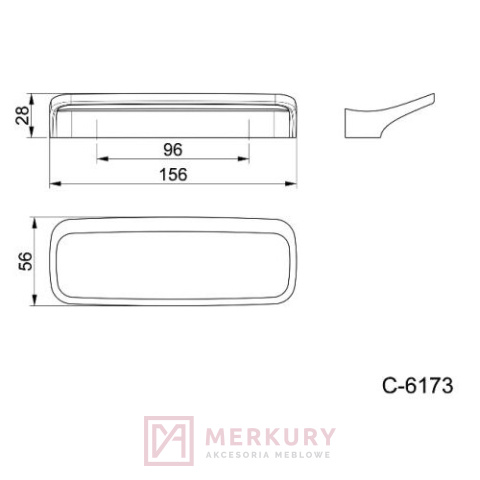 C-6173 Uchwyt meblowy LAGO, P61 czarny mat, NOMET, sklep internetowy MERKURY Akcesoria Meblowe Mariusz Adamczyk