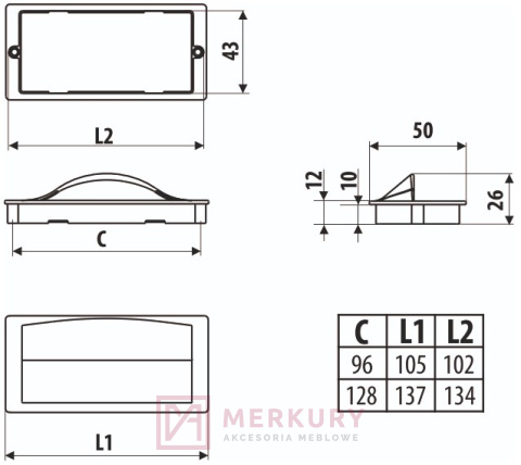 Uchwyt meblowy MD15, L40 biały mat, GAMET, sklep internetowy MERKURY Akcesoria Meblowe Mariusz Adamczyk