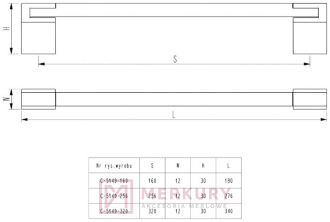 C-5149 Uchwyt meblowy PERO, P59 czarny/ G2 chrom, NOMET, sklep internetowy MERKURY Akcesoria Meblowe Mariusz Adamczyk