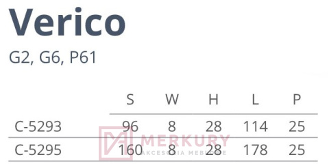 C-5293 Uchwyt meblowy VERICO, G77 złoto szczotkowane, NOMET, sklep internetowy MERKURY Akcesoria Meblowe Mariusz Adamczyk