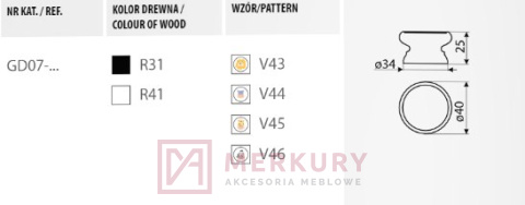 GD07 Gałka dziecięca drewniana, biały mat, lew V43, GAMET, sklep internetowy MERKURY Akcesoria Meblowe Mariusz Adamczyk