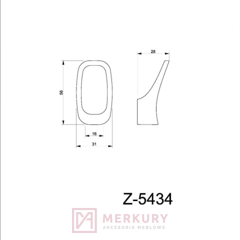 Wieszak uchwyt meblowy LAGO Z-5434, złoty mat, NOMET, sklep internetowy MERKURY Akcesoria Meblowe Mariusz Adamczyk